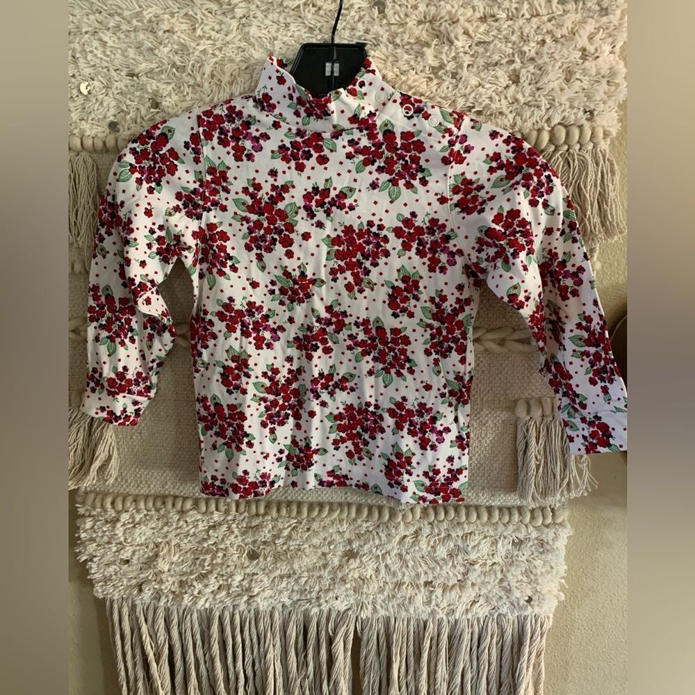 VINTAGE Hanna Andersson Floral Mock Turtleneck with buttons!